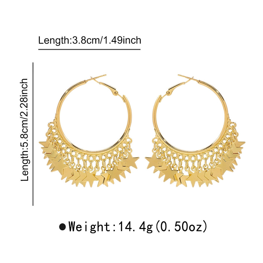 1 Pair Retro Round Star Heart Shape Plating Iron Gold Plated Earrings