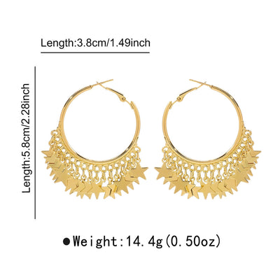1 Pair Retro Round Star Heart Shape Plating Iron Gold Plated Earrings