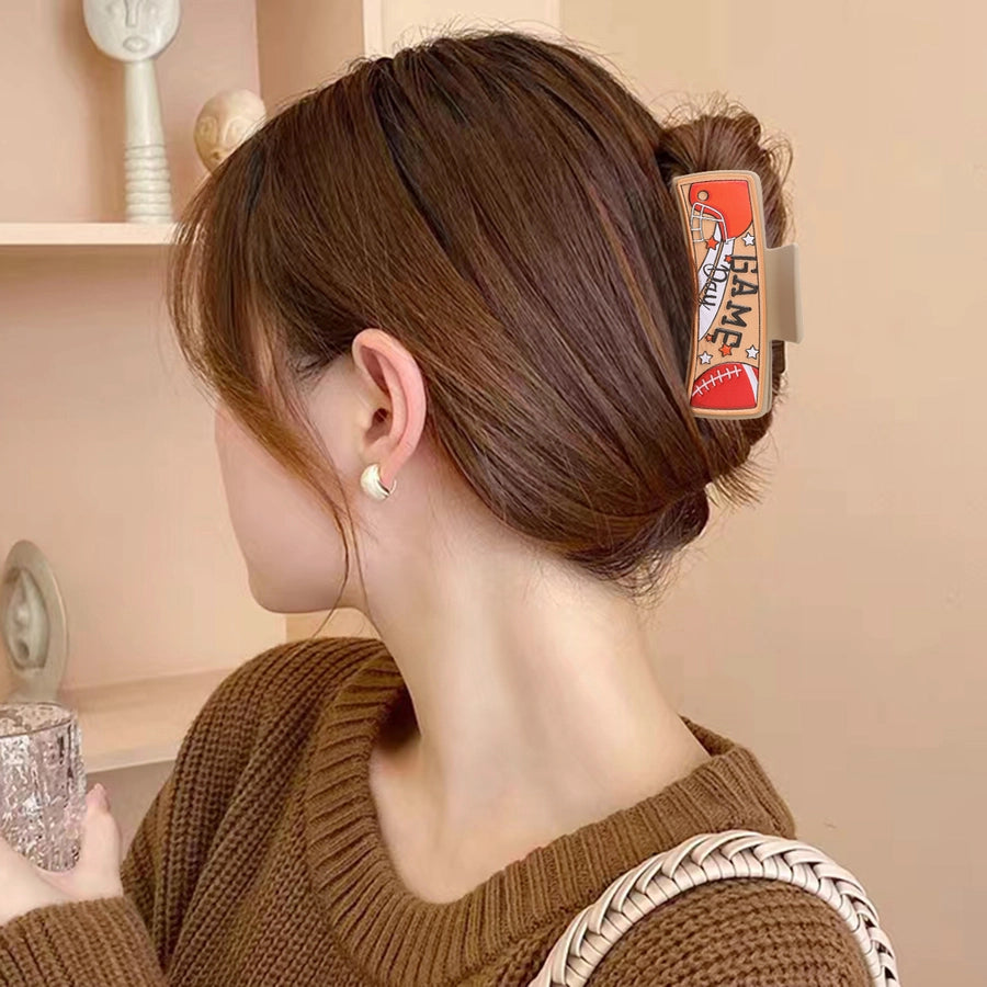 Women's Casual Preppy Style Simple Style Letter Rugby Pu Leather Hair Claws