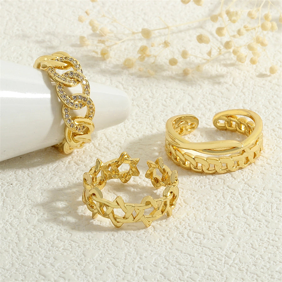 Copper Geometric Solid Color Open Rings