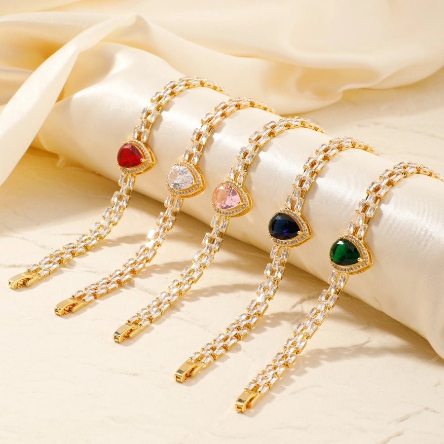 Copper K Gold Plated Inlay Water Droplets Zircon Bracelets