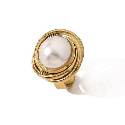 Jewelry Retro Vacation Geometric 304 Stainless Steel 18K Gold Plated Open Rings