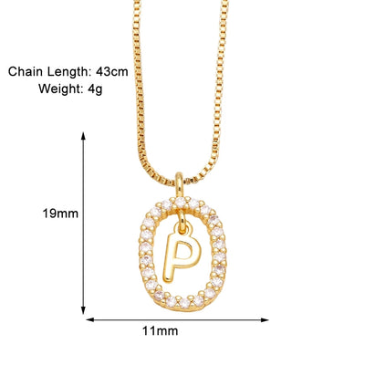Jewelry Modern Style Simple Style letter 201 Stainless Steel Copper Zircon 18K Gold Plated Inlay Pendant Necklace