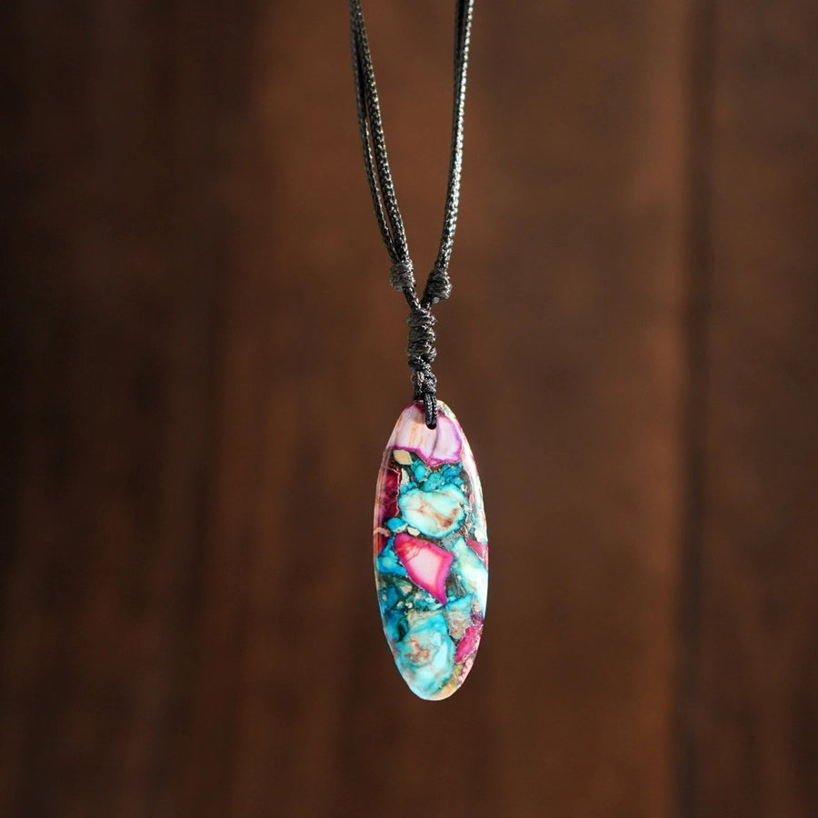 Bohemian Geometric natural stone Polyester Fiber (Polyester) Pendant Necklace In Bulk