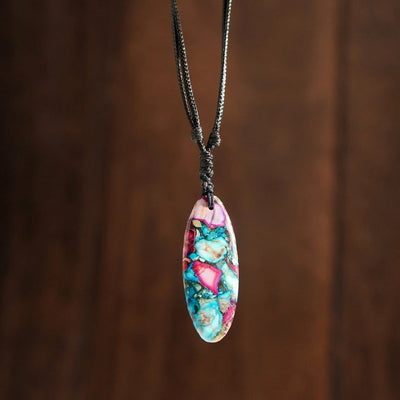 Bohemian Geometric natural stone Polyester Fiber (Polyester) Pendant Necklace In Bulk