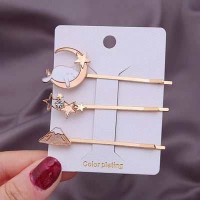 sweet geometric alloy plating rhinestones hair clip 1 set
