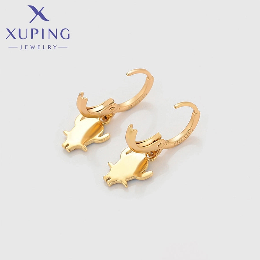 1 Pair Cute XUPING Sweet Cartoon Character Enamel Copper 18K Gold Plated Drop Earrings