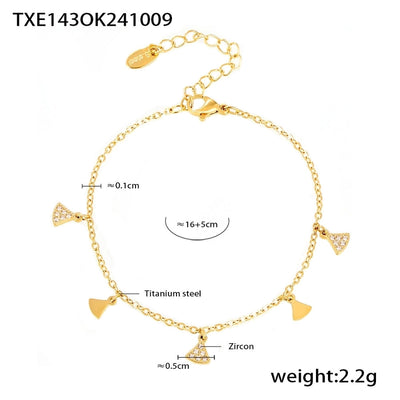 Jewelry Elegant Luxurious Vacation Geometric Titanium Steel 18K Gold Plated Jewelry Set