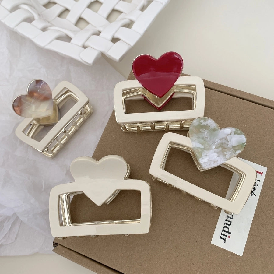 Women's Simple Style Classic Style Heart Shape Acetic acid sheets Hair Claws