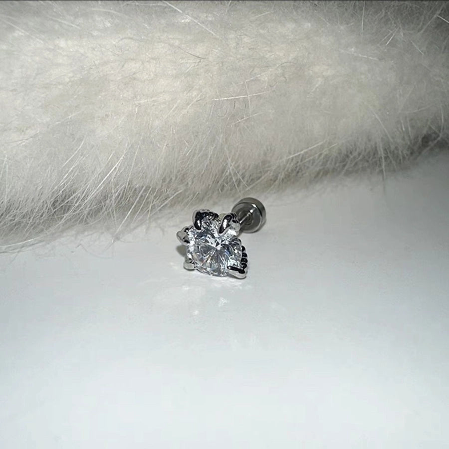 1 Piece Simple Style Geometric Titanium Steel Zircon Ear Studs