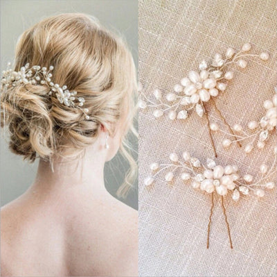 Women's Elegant Solid Color Imitation Pearl Rhinestone Hairpin
