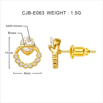 1 Pair Retro Geometric Plating Inlay Copper Zircon Zircon Ear Studs