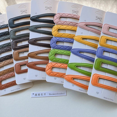 sweet geometric pu leather hair clip 5 pieces