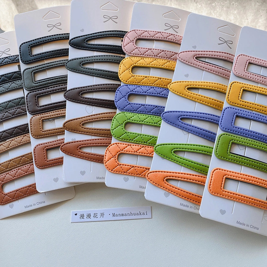 sweet geometric pu leather hair clip 5 pieces