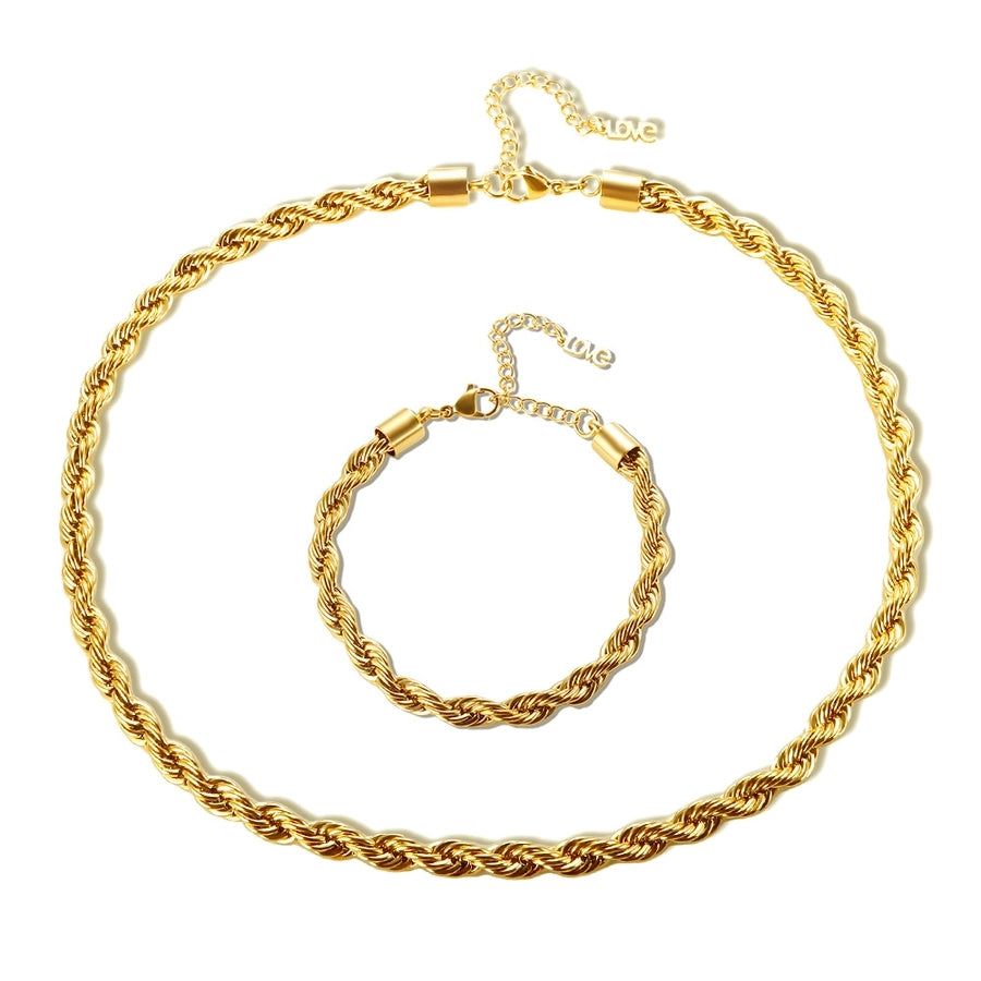 Jewelry Streetwear Twist 304 Stainless Steel Plating Bracelets Necklace