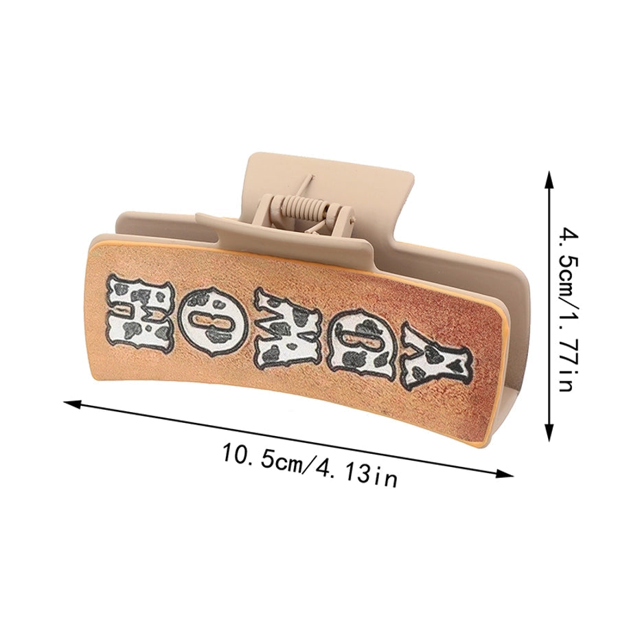 women's vintage style letter poker pu leather plastic hair claws