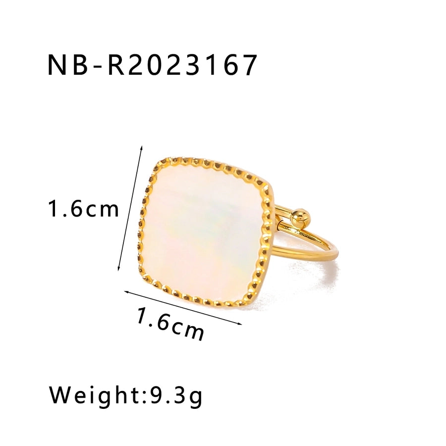 Jewelry Simple Style Commute Geometric 304 Stainless Steel Shell 18K Gold Plated Inlay Open Rings