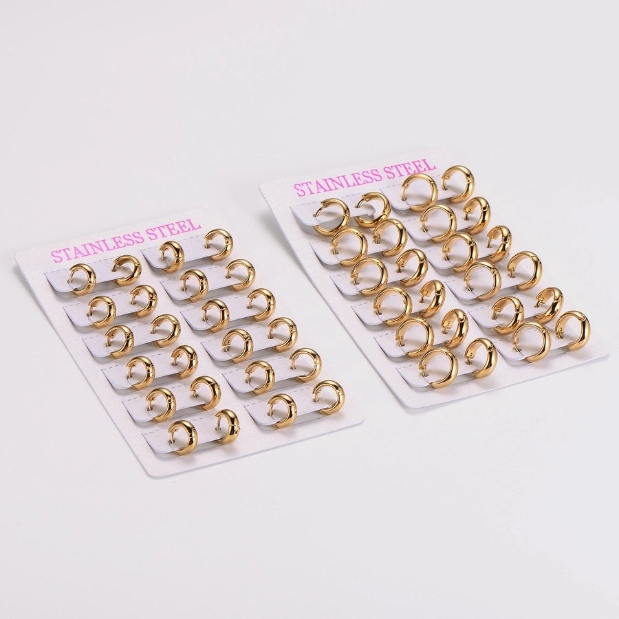 1 Pack of 12 Pairs Vintage Style Classic Style Commute Circle 304 Stainless Steel Earrings