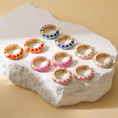 1 Pair Vacation Sweet Simple Style Flower Enamel Copper 18K Gold Plated Earrings