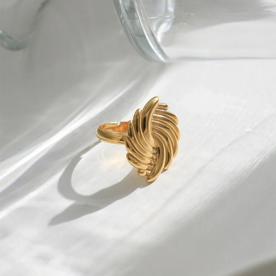 Jewelry IG Style Commute Cool Style Round Spiral 304 Stainless Steel 14K Gold Plated Rings Earrings