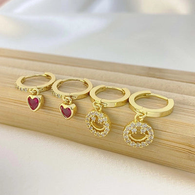 1 Pair Sweet Simple Style Heart Shape Plating Inlay Copper Zircon Zircon Drop Earrings