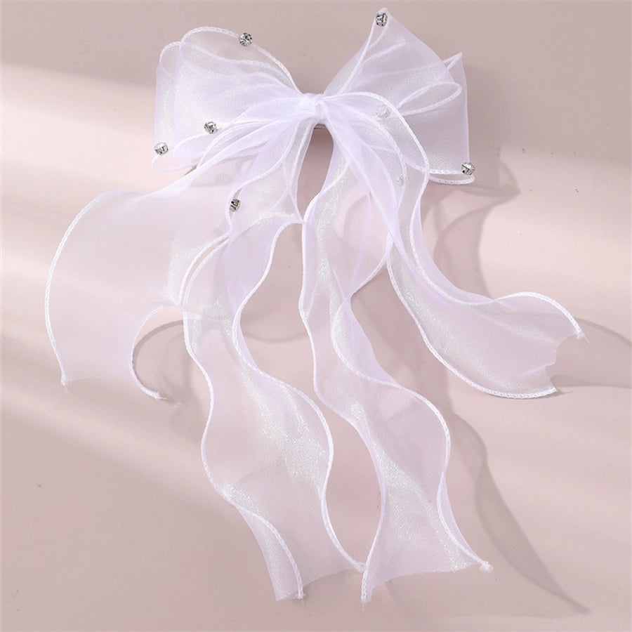 women's sweet solid color bow knot cloth hair clip
