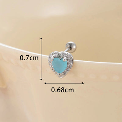 1 Piece Classic Style Heart Shape Inlay Copper Zircon Ear Studs