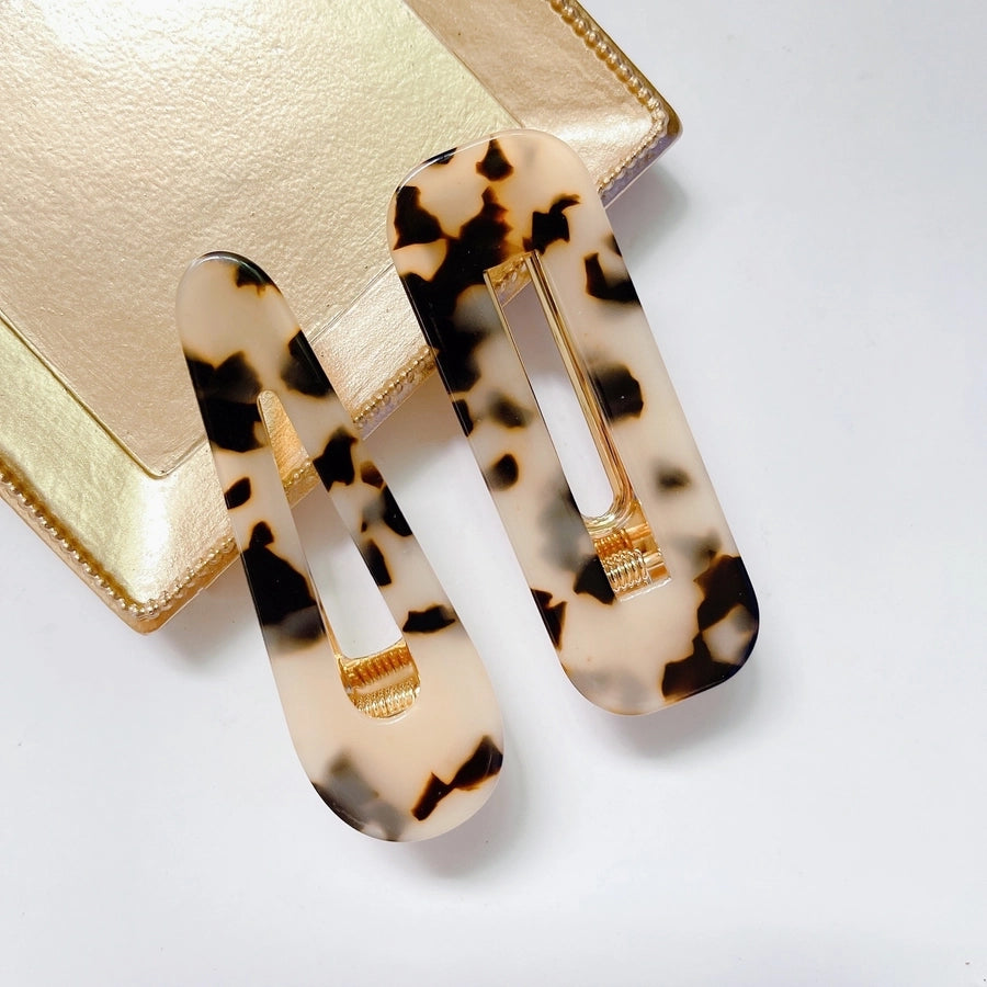 women's fashion geometric water droplets leopard resin cellulose acetate sheet headwear hair clip