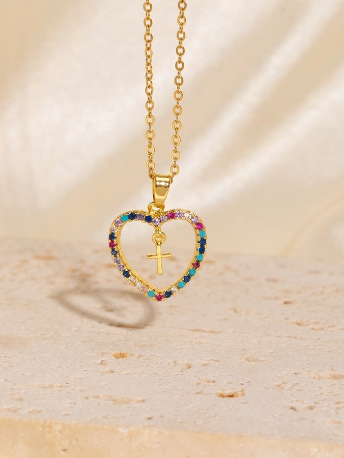 Copper Plating Heart Shape Pendant Necklace