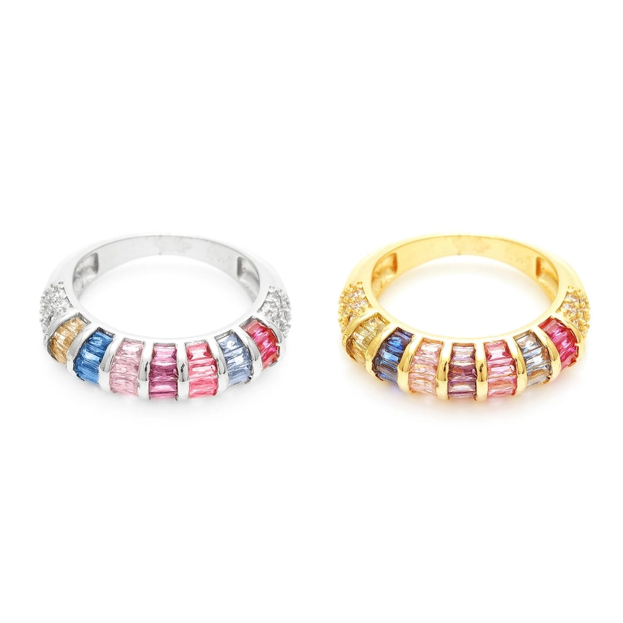 Copper Plating Geometric Zircon Copper Rings