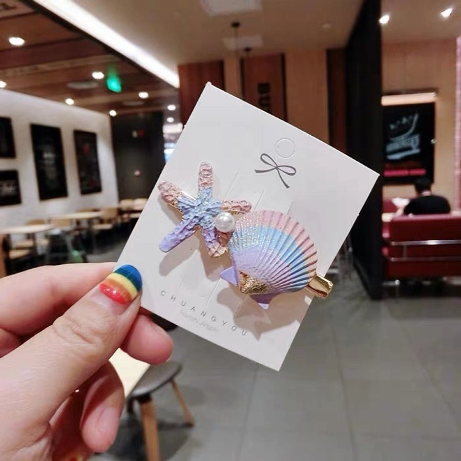 Japanese Style  Internet Celebrity Hair Clip Ocean Style Starfish Shell Duckbill Clip Bangs Clip Side Clip Japanese and Korean Style  Hair Accessories Women