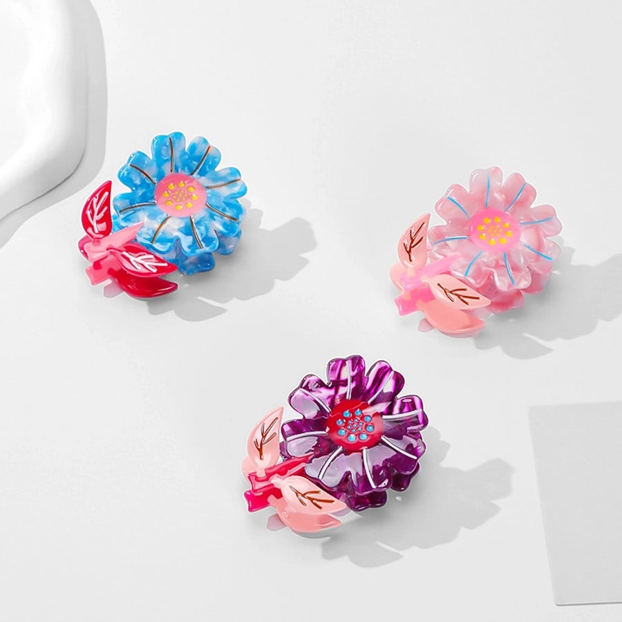 Women's Sweet Artistic Flower Acetic acid sheets Hair Claws