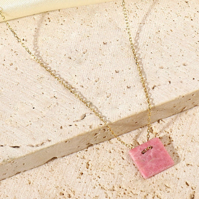 Jewelry Vintage Style French Style Simple Style Geometric Titanium Steel Natural Stone 14K Gold Plated Plating Pendant Necklace