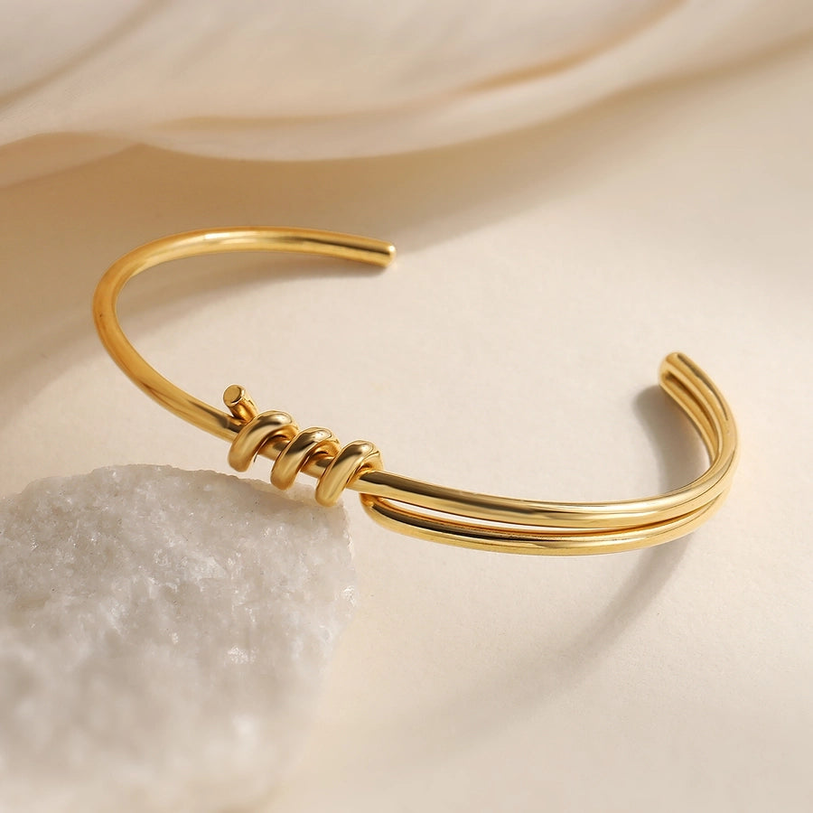 Retro Simple Style Commute Geometric 304 Stainless Steel Cuff Bracelets In Bulk