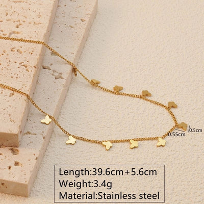 Jewelry Basic Simple Style Artistic Leaf Square Butterfly 304 Stainless Steel 18K Gold Plated Plating Necklace