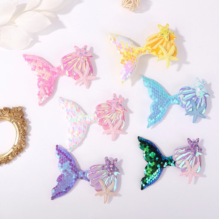 cute mermaid sequin cloth patchwork hair clip