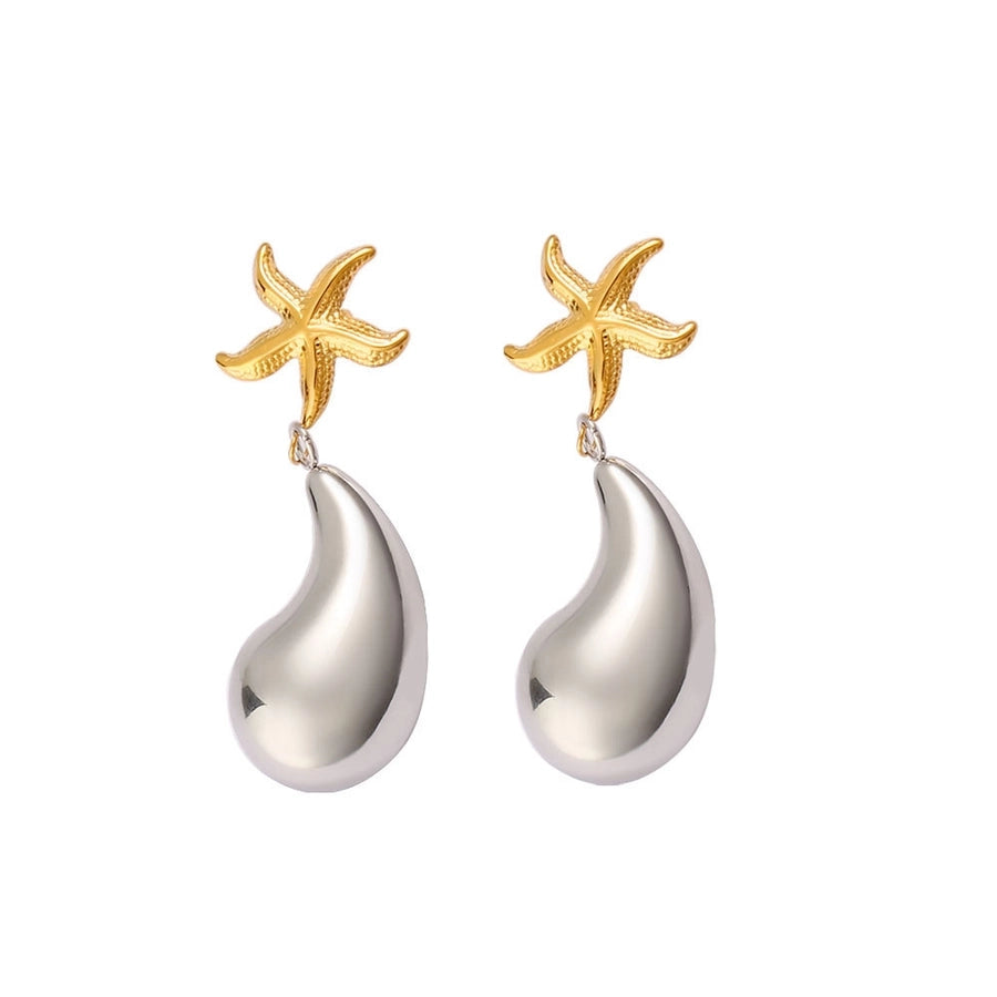 1 Pair Retro Commute Starfish 304 Stainless Steel 316 Stainless Steel  18K Gold Plated Drop Earrings
