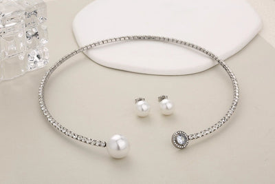 Jewelry Glam Luxurious Shiny Circle Square Heart Shape 304 Stainless Steel Imitation Pearl Rhinestone Jewelry Set
