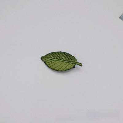 Green leaves embroidered hairpin sweet side clip Sen women's literary retro hairpin small fresh clip