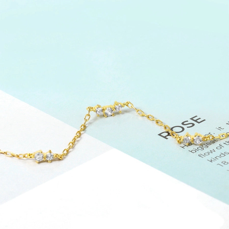 Copper 18K Gold Plated Inlay Solid Color Zircon Necklace