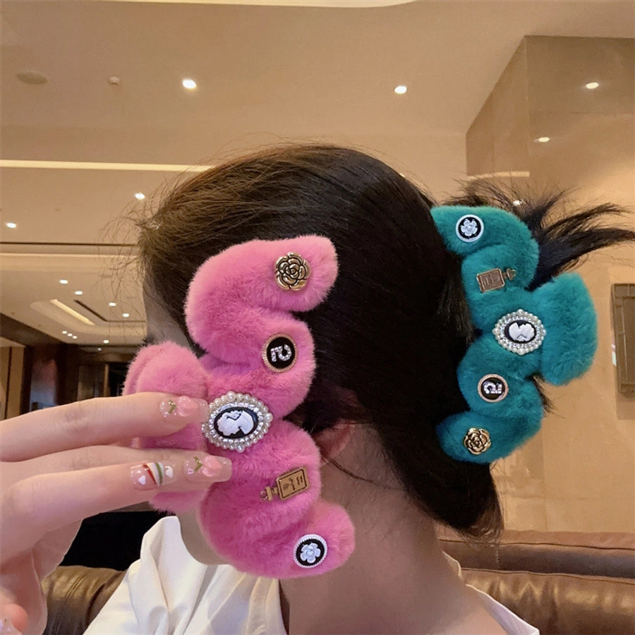 New Plush Large Size Grip Retro Classic Style Hair Volume Multi-Head Updo Hair Claw Shark Clip