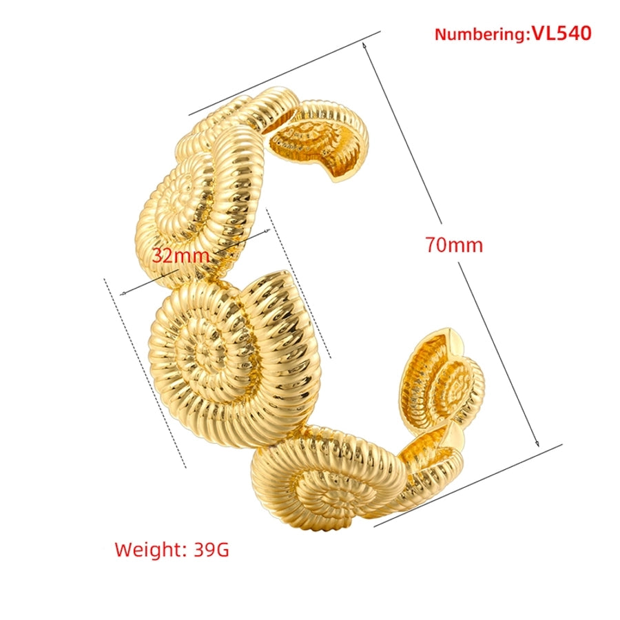 Copper 18K Gold Plated Conch Flower Bangle