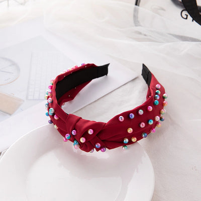 retro knot four-sided bomb inlay beads hair band 1 piece