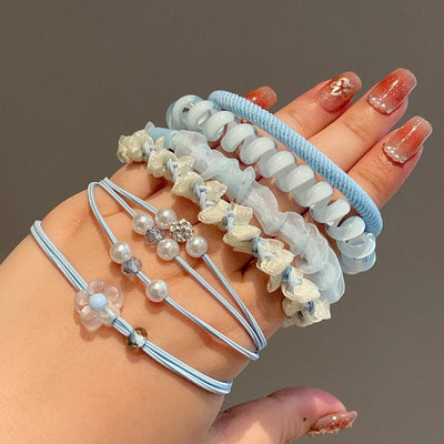 cute sweet pastoral flower rubber gauze hair tie