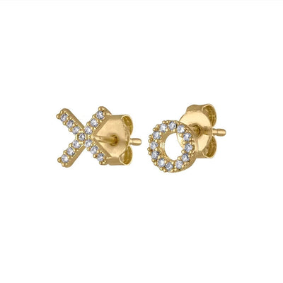 1 Pair Simple Style Letter Asymmetrical Copper Zircon 24K Gold Plated Ear Studs