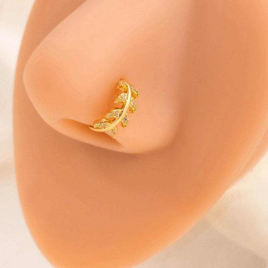 1 Piece Nose Rings & Studs Simple Style Geometric Heart Shape Alloy Plating Inlay Rhinestones Nose Rings & Studs