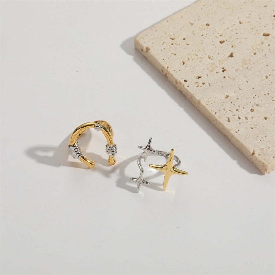 Copper 14K Gold Plated Geometric Star Rings