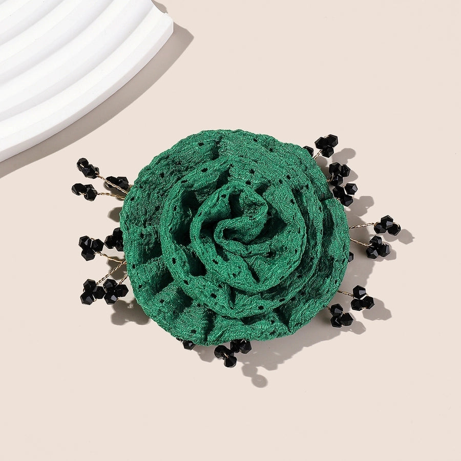 Women's Sweet Solid Color Flower Cloth Flowers Hair Clip