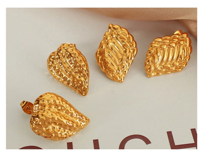 1 Pair IG Style Retro Geometric Polishing Plating 304 Stainless Steel 18K Gold Plated Ear Studs