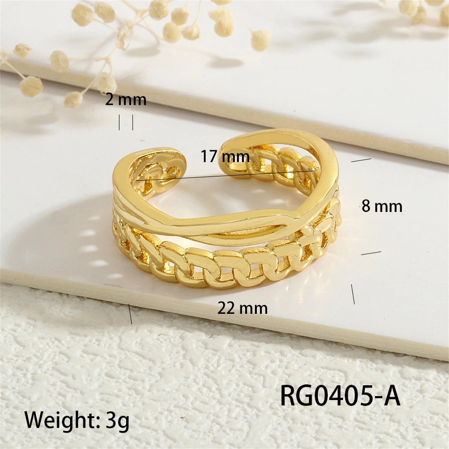 Copper Geometric Solid Color Open Rings